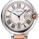 Swiss Ballon Blue De Cartier Steel Case White Dial Roman Numerals Two Tone Bracelet   622646