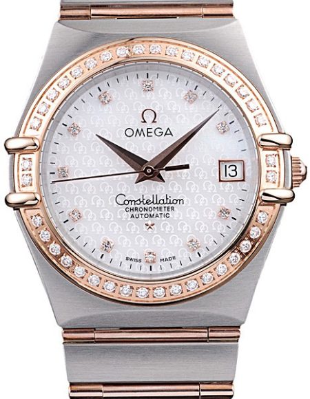 Omega Swiss Constellation Jewelry Diamond Case Omega Emblem White Dial  98111