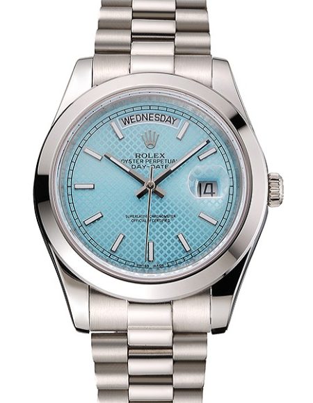 Swiss Rolex Day Date 40 Platinum Ice Blue Dial Stainless Steel Case And Bracelet
