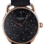 Hermes Classic Croco Leather Strap Black Dial 801405