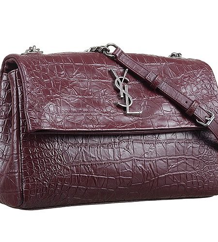 Saint Laurent West Hollywood Burgundy Crocodile Leather Bag 18927391