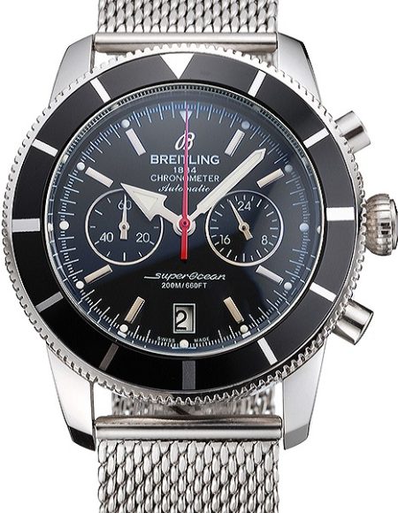 Breitling Superocean Heritage Chronographe 44 Black Dial And Bezel Stainless Steel Case And Bracelet