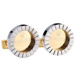 Rolex Replica Business Silver And Gold Cufflinks 700781