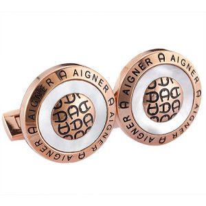 Aigner A Logo Round Rose Gold Cufflinks 700638