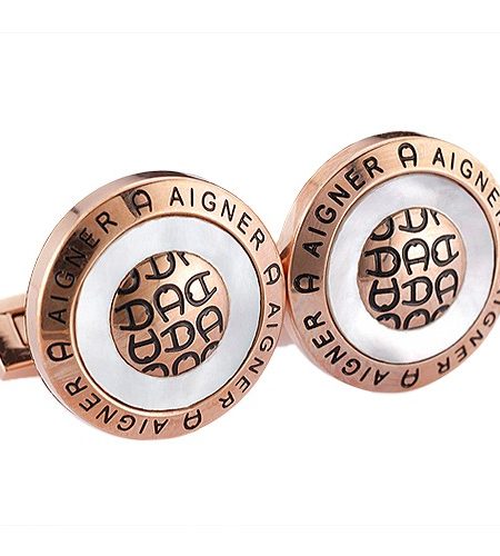 Aigner A Logo Round Rose Gold Cufflinks 700638