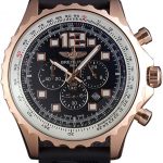 Breitling Navitimer Rosegold Bezel Rubber Strap Black Dial