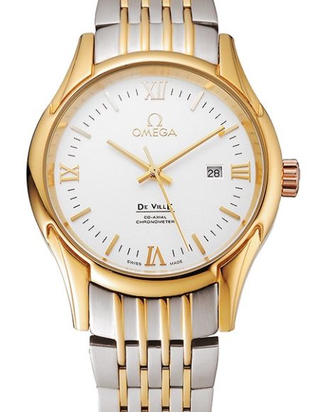 Omega De Ville White Dial Gold Case Two Tone Bracelet 1453785