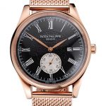 Patek Philippe Calatrava Small Seconds Black Engraved Dial Rose Gold Case And Bracelet