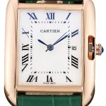 Cartier Tank Anglaise 30mm White Dial Gold Case Green Leather Bracelet