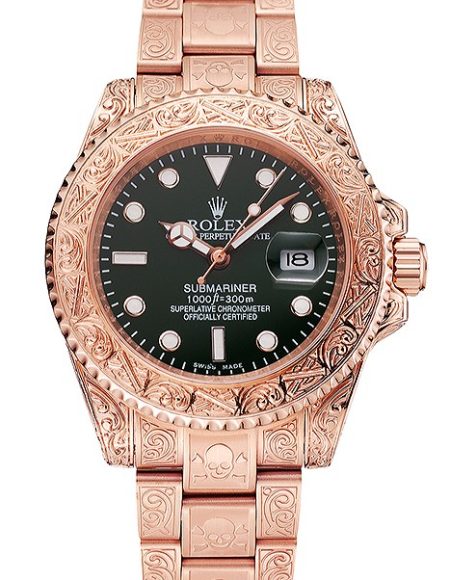 Rolex Submariner Skull Limited Edition Green Dial Rose Gold Case And Bracelet 1454074