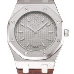 Audemars Piguet Royal Oak Fondation Gray Dial Stainless Steel Case Brown Leather Strap