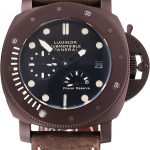 Panerai Luminor Submersible Black Dial Brown Case Brown Leather Strap