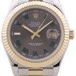 Rolex Datejust Grey Dial Gold Ribbed Bezel 7479
