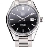 Swiss Tag Heuer Carrera Calibre 5 Black Dial Stainless Steel Case And Bracelet