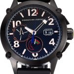 Porsche Design Indicator Black Dial Gold Numerals Black PVD Case Black Rubber Strap