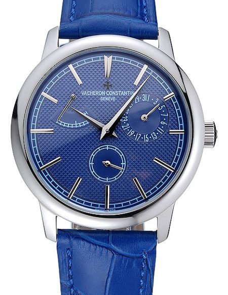 Vacheron Constantin Patrimony Power Reserve Blue Dial Silver Case Blue Leather Bracelet  1454263