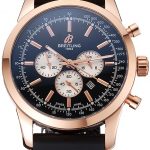 Breitling Transocean Black Dial Black Rubber Strap Rose Gold Bezel 98207