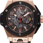 Hublot Big Bang Ferrari Silver Dial Carbon Bezel Gold Case Black Leather Strap  622769