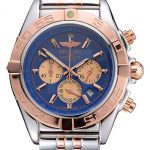 Breitling Chronomat Blue Dial Rose Gold Bezel And Subdials Stainless Steel Case Two Tone Bracelet