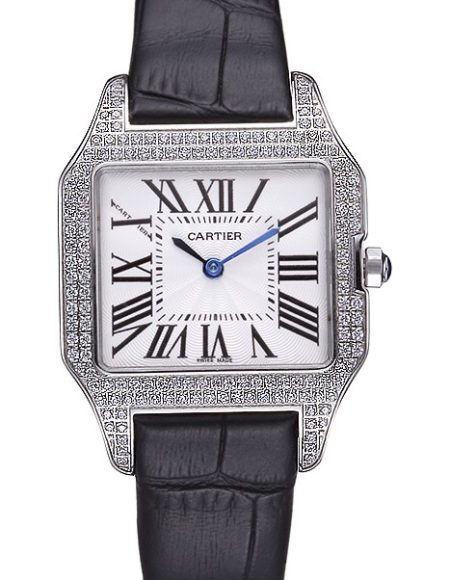 Cartier Santos 100 Diamond Silver Bezel 621909