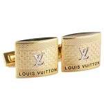 Louis Vuitton LV Logo Gold Cufflinks 700713
