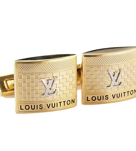 Louis Vuitton LV Logo Gold Cufflinks 700713