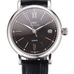 IWC Portofino Dark Gray Dial Stainless Steel Case Black Leather Strap