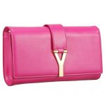 YSL Classic Y Clutch Fuchsia Leather 608318
