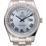 Swiss Rolex Day-Date Ice Blue Dial Diamond Case Stainless Steel Bracelet 1453962