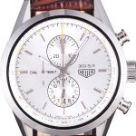 Tag Heuer SLR Brushed Stainless Steel Case Silver Dial Brown Leather Strap