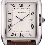 Cartier Tank Anglaise 36mm White Dial Stainless Steel Case Brown Leather Bracelet
