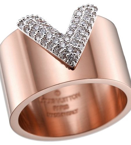 Louis Vuitton Essential V Strass Rose Gold Ring 700741