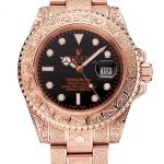 Swiss Rolex Submariner Skull Limited Edition Black Dial Rose Gold Case And Bracelet 1454086