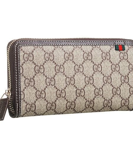 Gucci Supreme Canvas Wallet With Brown Leather Trim