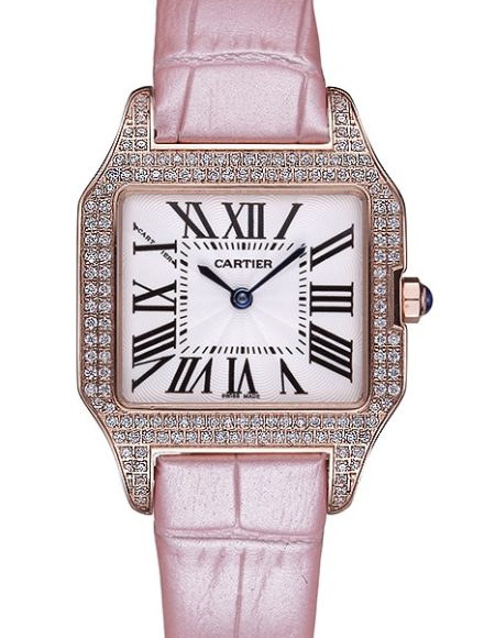 Cartier Santos 100 Diamond Rose Gold Bezel 621915