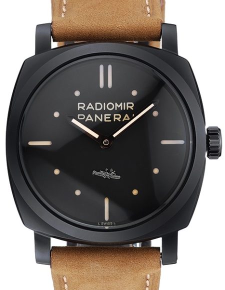 Panerai Radiomir 1940 3 Days Ceramica Black Dial Brown Leather Bracelet 1454229