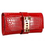 Hermes Medor Crocodile Leather Red Clutch 18926683