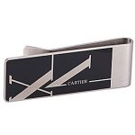 Cartier Replica Black Enamel Inscribed Silver Money Holder Clip