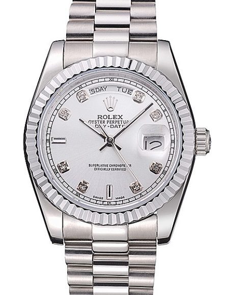 Rolex Day-Date Polished Stainless Steel Silver Dial