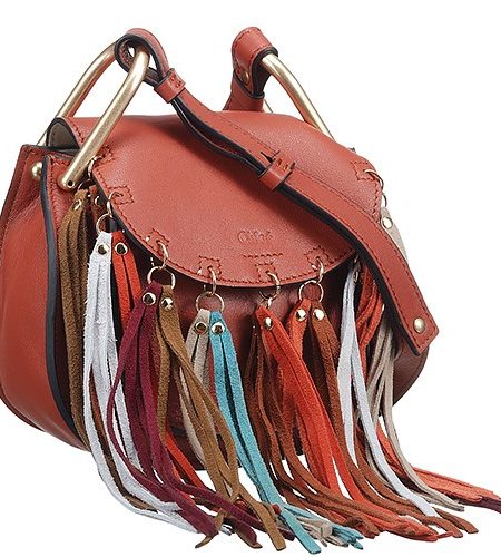 Chloe Hudson Fringe-Trim Red Leather Bag 18927062
