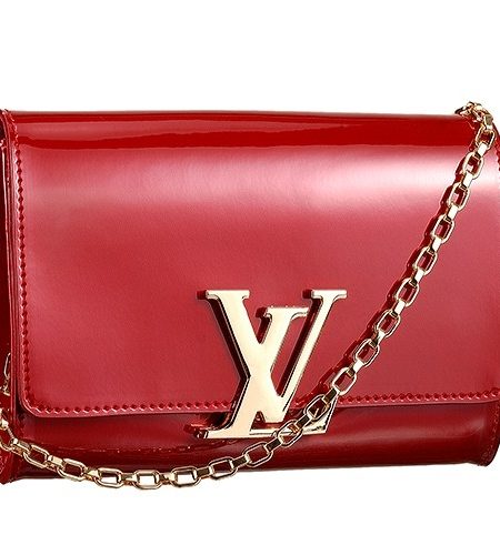 Louis Vuitton Chain Louise Patent Leather Dark Red