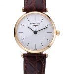 Longines La Grande Classique White Dial Brown Leather Strap Femme  622120