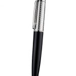Cartier Silver Rimmed Silver Embossed Upper Body Black Ballpoint Pen  622760