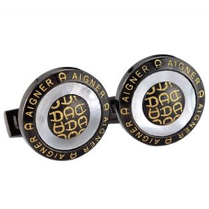 Aigner A Logo Round Black Cufflinks 700636
