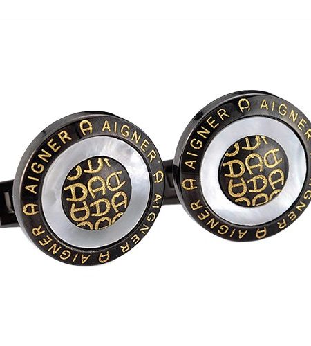 Aigner A Logo Round Black Cufflinks 700636