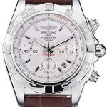 Swiss Breitling Certifie Stainless Steel Bezel Brown Croco Leather Bracelet White Dial 80285