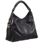 Gucci Medium Woven Tassels Black Leather Hobo 607325