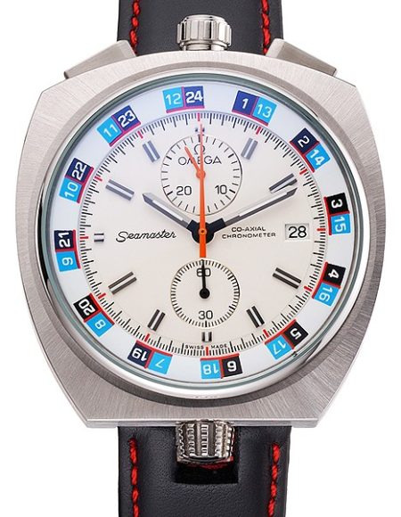 Omega Seamaster Bullhead White Dial Stainless Steel Case Black Leather Strap  622825