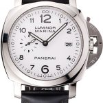 Swiss Panerai Luminor Marina 3 Days White Dial Stainless Steel Case Black Leather Strap