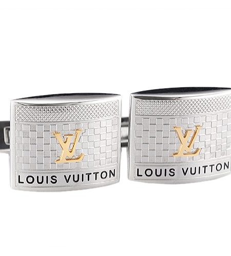 Louis Vuitton LV Logo Silver Cufflinks 700715